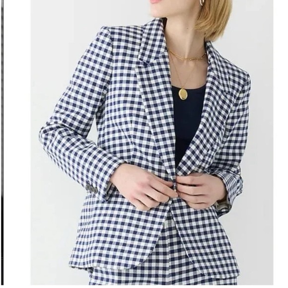 J. Crew Parke Blazer in Navy Gingham size 12 - Picture 1 of 7